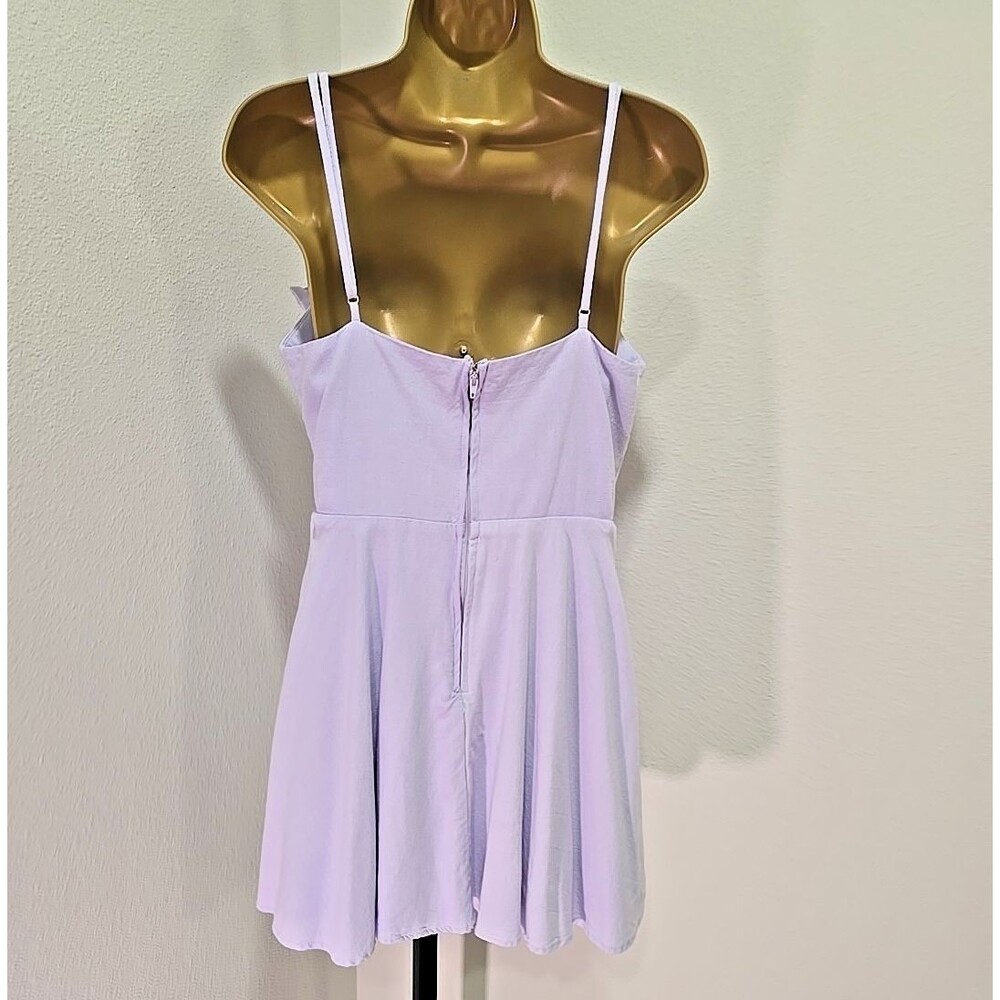 Altard State Fit Flare Linen Blend Sleeveless Dress Med Purple Bow Pastel Sweet - Picture 4 of 7